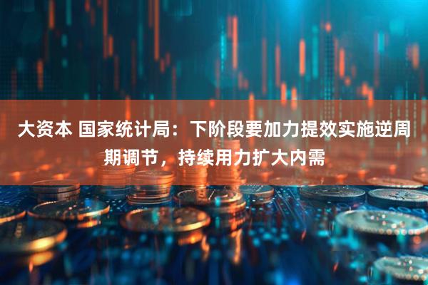 大资本 国家统计局：下阶段要加力提效实施逆周期调节，持续用力扩大内需
